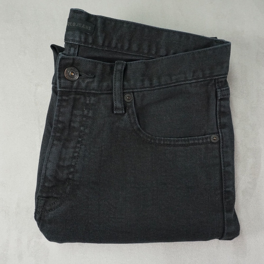 Uniqlo Jeans Mens 31x29 Selvedge Slim Straight Stretch Black Denim